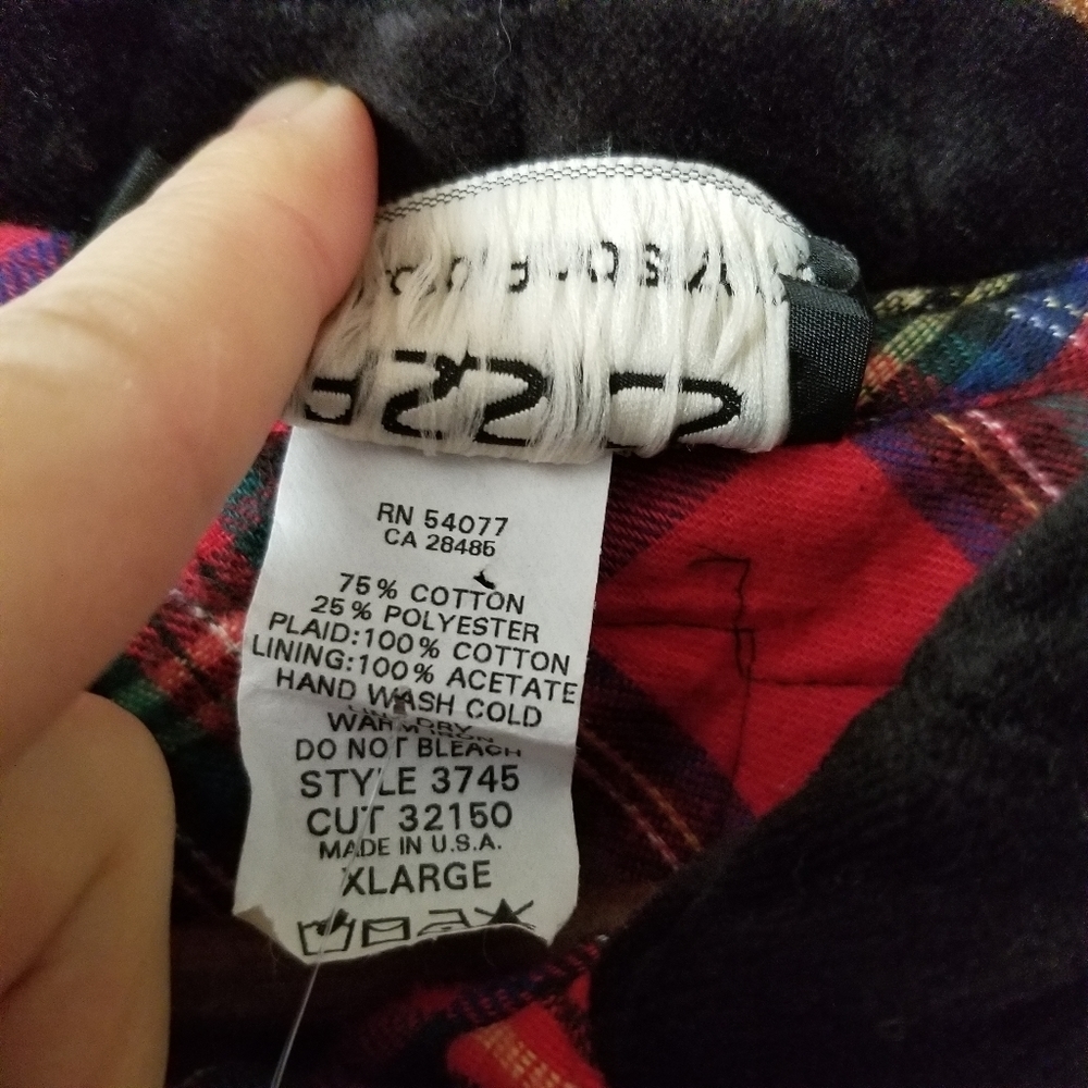 Vintage 90s Quilt Coat Plaid Cotton Lined Black Velvet Size Vintage XL - Picture 8 of 10